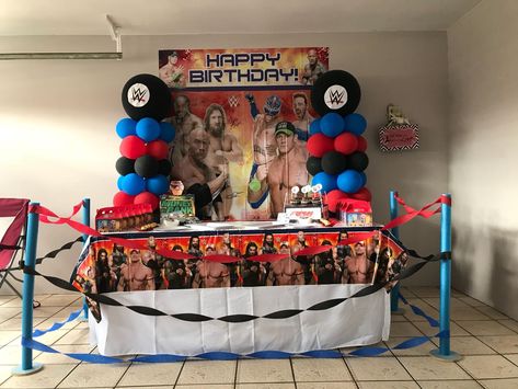 Wrestling Party Ideas, Wrestling Birthday Party Ideas, Wrestling Birthday Party, John Cena Birthday, Boxing Theme Party Ideas, Lucha Libre Party, Wrestling Birthday Parties, Wrestling Birthday, Wrestling Party