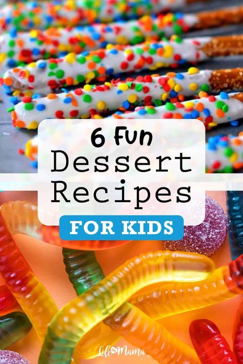 It's great to keep the family eating healthy most of the time, but sometimes you need to indulge! These 6 fun desserts are super kid-friendly and delicious for your kiddos (and for you). Check out the recipes on LifeAsMama.com! | #dessert #recipes #lifeasmama #kids #kidfriendlyrecipes Summer Treats To Make With Kids, Kid Desserts Summer, Easy Diy Deserts, Spring Baking For Kids, Easy Cooking For Kids At School, Easy Kid Desserts Fun, Children Recipes For Kids, Fun Summer Treats For Kids, Fun Food Crafts For Kids