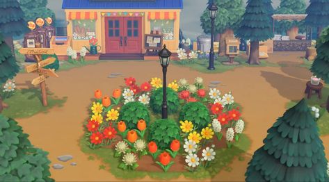 Animal Crossing Yards Ideas, Books Cranny Ideas Acnh, Acne Orchard Ideas, Animal Crossing Flower Garden Layout, Things To Add To Animal Crossing Island, Acnh Garbage Area, Acnh Simple Ideas, Central Park Animal Crossing, Acnh Island Ideas Simple