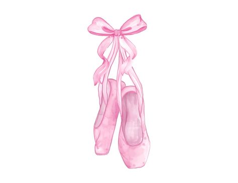 Ballet Pointe Shoes Digital File Digital Download can be created for any size finished print. $8 EACH Print or all 4 for $25 Watercolor Ballet Shoes, Aesthetic Pointe Shoes, Ballerina Watercolor, Disney Stained Glass, Pink Drawing, Ballet Pointe, Ballet Pointe Shoes, Cute Home Screen Wallpaper, Cute Home Screens