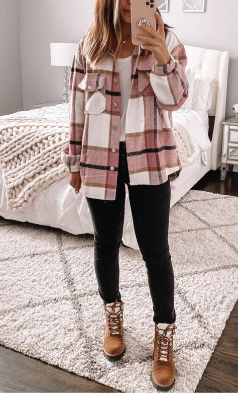 Shacket Outfit Women, Shacket Outfit, Plaid Shirt Outfits, Everyday Casual Outfits, Fall Attire, I Am Here, Cute Fall Outfits, Hippie Outfits, Spring Sale