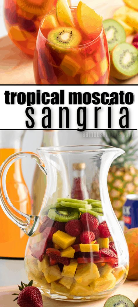 Fruit For Sangria, Party Sangria Recipes For A Crowd, Sangria Recipes Easy Moscato, Pitcher Sangria Recipe, Tropical Drinks Recipes Alcohol Pitcher, Summer Sangria Recipes For A Crowd, Easy Summer Sangria Recipes, Party Drinks Alcohol For A Crowd, Sangria For A Crowd