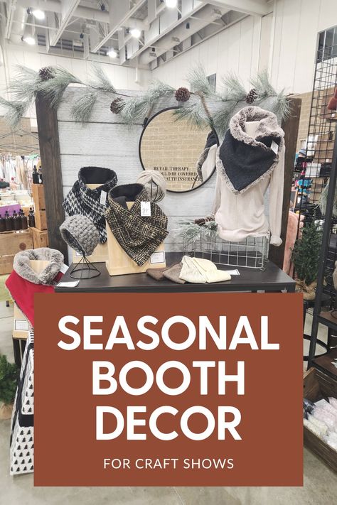 Learn my quick tips for adding cost effective seasonal decor to your craft show vendor booth setup. Vendor Booth Christmas Decorations, Christmas Craft Booth Display, Christmas Craft Booth Display Ideas, Christmas Vendor Booth, Fall Vendor Booth Ideas, Christmas Vendor Booth Display, Vendor Booth Decor, Christmas Craft Show Display, Vendor Booth Setup