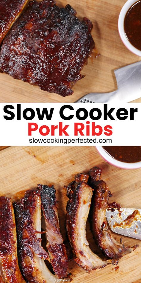 Grilled Country Style Pork Ribs, Pork Ribs In The Crockpot, Pork Rib Tips, Ribs In The Crockpot, Pork Ribs In The Oven, Pork Rib Marinade, Sticky Ribs Recipe, Crockpot Pork Ribs, Cooking Pork Ribs