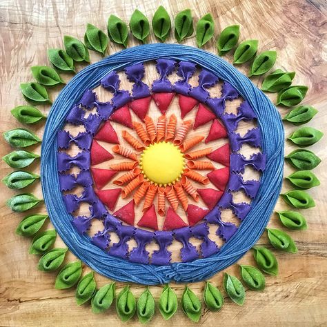 Macaroni Art, Macaroni Crafts, Rainbow Pasta, Pasta Art, Butterfly Pea Flower, Mandalas Painting, Mandalas Drawing, Pea Flower, Homeschool Art