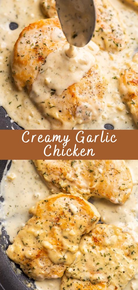 When it comes to comfort food, few dishes can match the indulgent satisfaction of a creamy garlic chicken recipe. This delectable dish combines the richness of cream with the bold flavors of garlic and tender chicken, resulting in a harmonious symphony of taste that is both hearty and comforting. Whether you're hosting a dinner party or just looking to treat yourself to a delightful homemade meal, this recipe is a must-try. In this article, we'll take you through the step-by-step process of creating this mouthwatering dish and share some insights into its origins and variations. Cafe Delights Recipes Chicken, Creamy Garlic Chicken Thigh Recipes, Garlic Gravy Chicken, Can Cream Of Chicken Recipes, Chicken And Gravy Dinner Ideas, Chicken Recipes For Party Dinners, Butter Cream Chicken, Chicken With Cream Sauce Recipes, Garlic Chicken Recipes Healthy