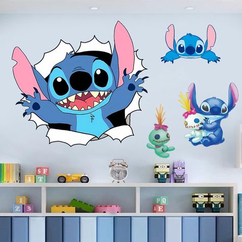 PRICES MAY VARY. High-Quality Material: Our Stitch Cartoon Wall Stickers are made of premium vinyl, ensuring durability and waterproof capabilities. No need to worry about damage to your walls or peeling off over time. Easy Application and Removal: With their self-adhesive backing, our wall decals are easy to apply to any smooth surface. Simply peel and stick. Plus, they can be easily removed without leaving any residue or damaging your walls. Versatile Use: Designed to fit various occasions and Stitch Wall Stickers, Cartoon Bedroom Ideas, Stitch Room Decor Ideas, Stitch Bedroom Ideas For Kids, Stitch Bedroom Ideas, Stitch Bedroom, Stitch Cartoon, Lilo E Stitch, Cartoon Wall