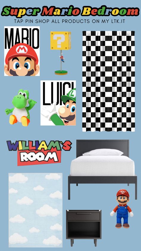 Mario Inspired Bedroom, Mario Brothers Bedroom Ideas, Super Mario Bros Room Ideas, Mario Kart Room, Super Mario Room Ideas Boys, Mario Bedroom Ideas, Super Mario Bedroom Ideas, Mario Bedroom Ideas Boys, Mario Themed Bedroom