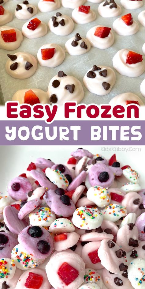 Easy Frozen Yogurt, Frozen Yogurt Bites, Healthy Homemade Snacks, Easy Snacks For Kids, Healthy Toddler Snacks, Yogurt Bites, Mini Pizzas, No Bake Snacks, Summer Snacks