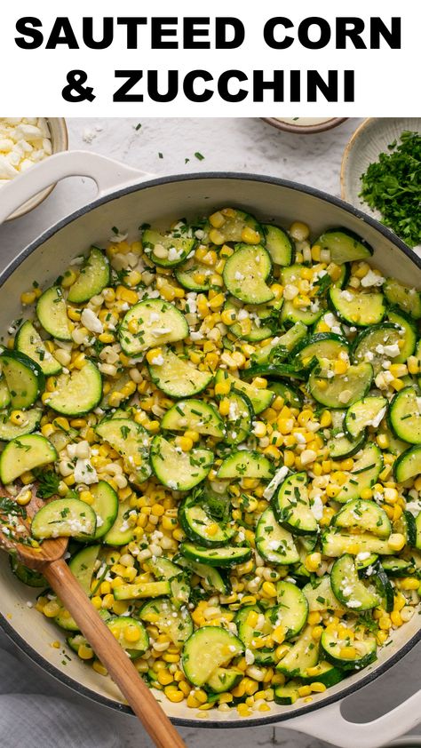 Sauteed Corn & Zuchinni Sautéed Corn, Sauteed Corn, Zucchini Quinoa, Capsicum Recipes, Corn And Zucchini, Corn Zucchini, Zucchini Side Dishes, Easy Summer Side Dishes, Corn Side Dish