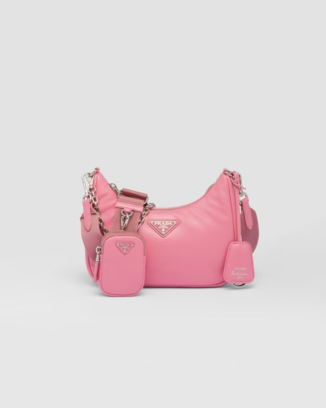 Pink Prada, Prada Gifts, Prada Re Edition 2005, Prada Re Edition, Nylon Shoulder Bag, Bag Prada, Pretty Bags, Triangle Logo, How To Make Handbags