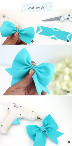 DIY Easy Felt Bows | Laço de feltro Baby Diy Sewing, Simpul Pita, Buat Pita, Make A Bow, Diy Bows, Felt Bows, Costura Diy, Bow Tutorial, Baby Diy