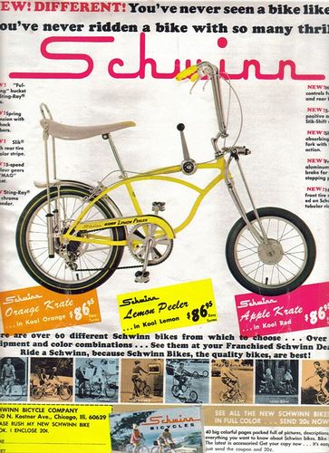 1968 Schwinn Lemon Peeler... first year of the Springer Front End with the small, large hub wheel. Brings back memories of days gone by! Banana Seat Bike, Schwinn Bicycles, Schwinn Bike, Velo Vintage, Boys Life, Custom Bicycle, Pedal Cars, Cool Bicycles, Classic Bikes