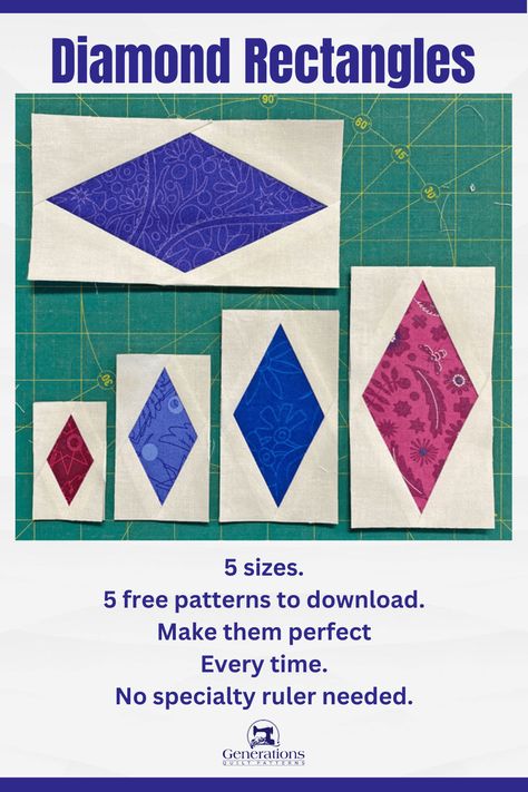 Click here for a step-by-step tutorial to make a Diamond Rectangle quilt block Birthstone Quilt Pattern, Diamond Quilt Block Pattern, Quilt Border Patterns Free, Diamond Template Free Printable, Free Paper Piecing Patterns Printables Quilt Blocks, Diamond Quilts Ideas, How To Paper Piece Quilt Tutorials, Rectangle Quilt Blocks, Diamond Quilt Pattern Free