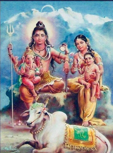 Holy Family: Shiva, Ganesha, Parvati, Skanda, and the bull Nandin Arunachala Shiva, Lord Subramanya, God Photography, Jai Bholenath, Mount Kailash, Shiva Shankar, Shiv Shankar, Lord Mahadev, Lord Murugan Wallpapers