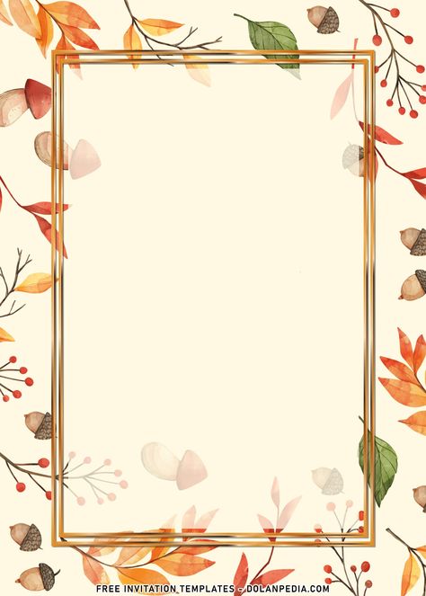 Free  11+ Beautiful Autumn Leaves Border Birthday Invitation Templates Autumn Invitation Template, Free Invite Template, October Template, Woodland Animal Party, Birthday Border, Autumn Template, Autumn Border, Work Wallpaper, Fall Invitations