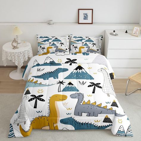 Soft Comforter Bedding, Dinosaur Kids Room, Kids Comforter Sets, Dinosaur Room Decor, Toddler Boy Room Decor, Dinosaur Bedroom, Kids Comforters, Dinosaur Room, Blue Bedding Sets