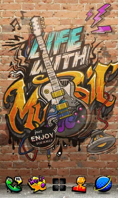 Life with music Guitar Graffiti, Hip Hop Art Graffiti, Music Graffiti, Abstract Artwork Painting, Swag Wallpaper, Rock Poster Art, Seni Pop, Street Art Banksy, Graffiti Doodles