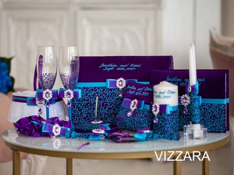 Purple And Blue Wedding, Morocco Wedding, Purple Wedding Cake, Wedding Cake Server Set, Weddings Dresses, Blue Wedding Rings, Wedding Ring Bearer Pillow, Wedding Renewal, Purple Wedding Theme