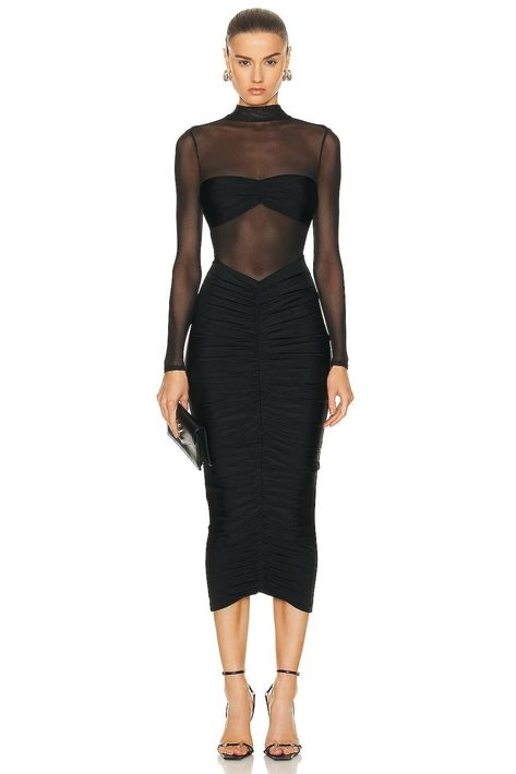 You Can Thank Me Later—These 29 Revenge Dresses Are 10/10 | Who What Wear Black Mesh Outfit, Revenge Dresses, Mesh Dress Outfit, Revenge Dress, Mesh Outfit, Mesh Panel Dress, Leather Midi Dress, Mesh Jersey, Mesh Fashion