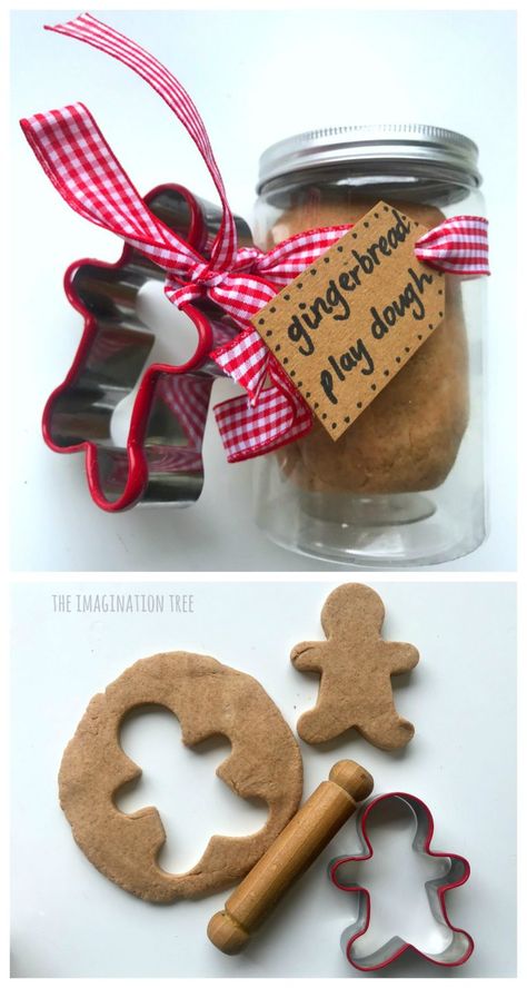 Gingerbread Play Dough Recipe and Gift Idea Play Dough Recipe No Cook, Gingerbread Play Dough, Diy Gift For Kids, Play Dough Recipe, Diy Gifts To Make, Imagination Tree, Gingerbread Party, Cadeau Parents, No Cook