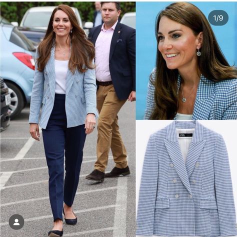 Kate Middleton Zara Blazer, Powder Blue Blazer Outfits For Women, Light Blue Professional Outfit, Style Blue Blazer, Kate Middleton Blazer, Baby Blue Blazer Outfit, Light Blue Blazer Outfits For Women, Zara Blazer Outfit, Light Blue Blazer Outfit