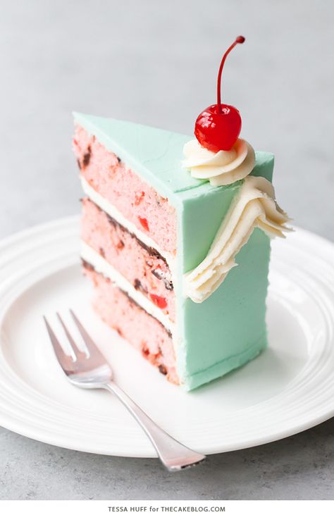 Diner Cake, Braided Pie Crust, Cherry Chip Cake, Whipped Buttercream, Layer Cake Recipes, Cake Blog, Cherry Cake, A Piece Of Cake, Piece Of Cake