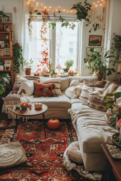 Cozy Bungalow Living Room, Boho Moody, Hippie Living Room, Cozy Boho Living Room, Boho Apartments, Boho Chic Living Room, Style Salon, Frida Art, Bohemian Living Rooms