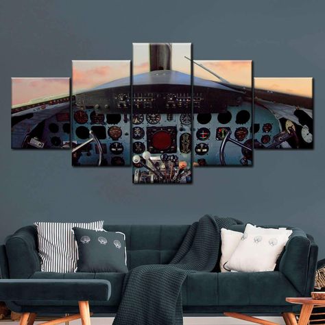 Aviation Bedroom, Aviation Room, Airplane Cockpit, Airplane Room, Old Airplane, Airplane Wall Decor, Hanger House, Aviation Decor, Airplane Wall Art