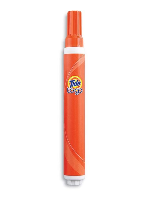 Tide to Go Pen...instantly wipe out food and drink stains on all types of fabrics. Life saver you can stash in your purse..just in case! Tide To Go Stick, Hygiene Pouch For School, On The Go Toothbrush, Tide Stick, Surf Trip Supply, Tide Pen, Tide Powder, Car Makeover, Bridesmaid Baskets