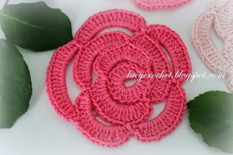 Crochet Rose Tutorial, Crochet Puff Flower, Lacy Crochet, Beanie Knitting, Irish Crochet Patterns, Crochet Flowers Free Pattern, Rose Tutorial, Crocheted Flowers, Form Crochet