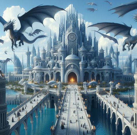 Dragon Palace, Building Aesthetic, Dantes Inferno, Gothic Castle, Scenery Pictures, Fantasy Homes, Fantasy Castle, Fantasy City, Story Setting