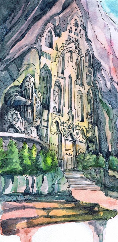 Erebor Middleearth Movie posters lonely mountain | Etsy Mountain City Art, Erebor Mountain, City Watercolor Painting, Lord Of The Rings Art, Dwarven City, Painting Fairy, City Watercolor, Jesus Art Drawing, Lonely Mountain