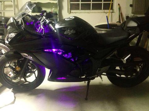 My Kawasaki Ninja 300!! Purple LEDs -stefanilp Purple Kawasaki Ninja, Kawasaki Ninja H2r Purple, Future Bike, Purple Lights, Whatsapp Wallpapers Hd, Custom Sport Bikes, Ninja 300, Crotch Rocket, Bike Exif