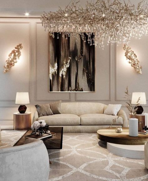 Covet House | Inspirations and Ideas Modern Classic Living Room, Penthouse Living, Elegant Living Room Decor, تصميم داخلي فاخر, Gold Living Room, Stunning Interior Design, تصميم للمنزل العصري, Canvas For Beginners, Classic Living Room