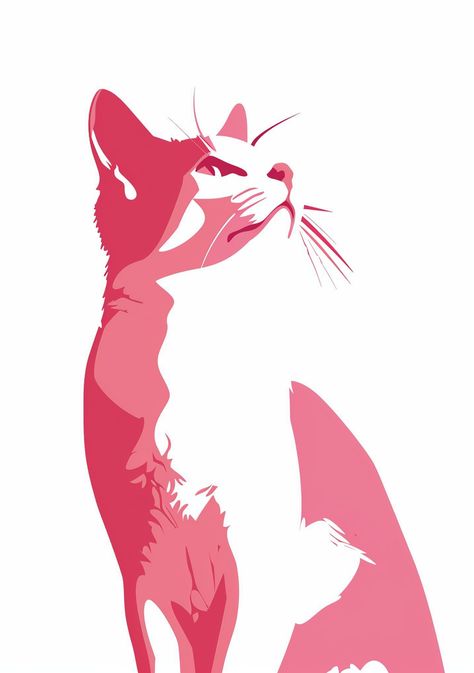 #CuteArt #Cat #ShadesOfPink #WhiteBackground #Minimalistic #99:140AspectRatio #TheCandie Black Cat Poster, Inspirational Digital Art, Pink And White Background, Lino Art, Charley Harper, Fence Art, Cosmic Art, Pink Posters, Cat Posters