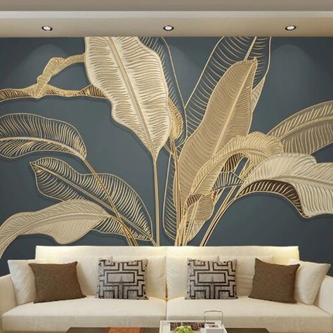 Banana Leaf Wallpaper, Large Mural, Soyut Sanat Tabloları, Tropical Wallpaper, Luxury Wallpaper, Cleaning Walls, Wallpaper Modern, Palau, Leaf Wallpaper