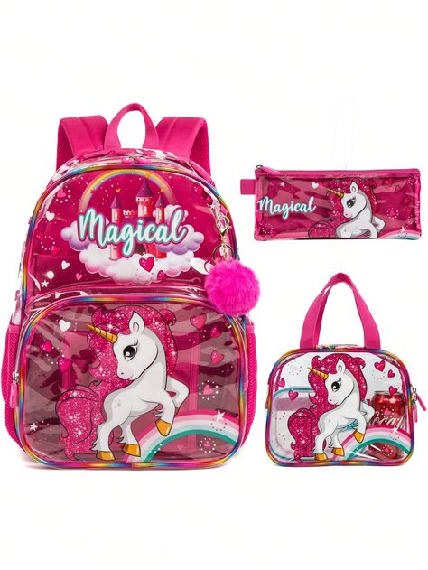 Red Casual,Cute,Fashionable Collar   Cartoon Functional Backpack Embellished   Kids Bags & Luggage Transparent Backpack, Golf Stand Bags, Clear Backpack, Animal Backpacks, Backpack Set, Kids' Bag, Sac Lunch, Toddler Backpack, Kids Backpack