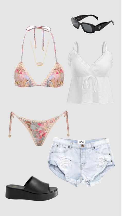 Outer Banks Outfits, Beach Day Outfit, Swimming Outfits, Cute Beach Outfits, Greece Outfit, Beach Fit, Summertime Outfits, Outfit Png, Aesthetic Beach