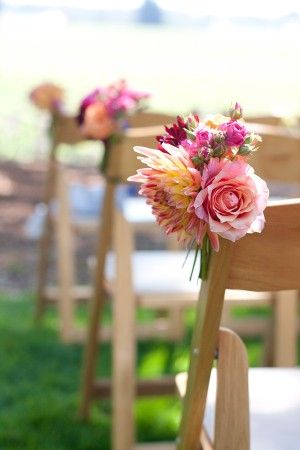 Mini-Bouquet-Wedding-Ceremony-Chair-Decor Wedding Ceremony Chairs, Floral Chair, Ceremony Chairs, Aisle Flowers, Wedding Chair Decorations, Garden Weddings Ceremony, Wedding Aisle Decorations, Wedding Ceremony Flowers, Ceremony Flowers