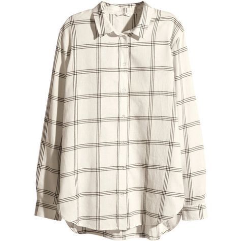 H&M Flannel shirt ($23) ❤ liked on Polyvore featuring tops, blouses, flannel, hm, shirts, white shirt, long sleeve flannel shirt, flannel tops, long sleeve collared shirt and shirts & tops Curved Hem Shirt, Womens Flannel Shirt, White Collared Shirt, H&m Shirts, White Long Sleeve Top, Dr Wardrobe, Flannel Tops, White Long Sleeve Shirt, Extra Long Sleeves