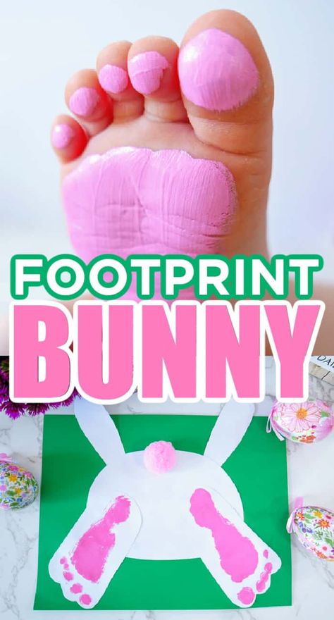 There is nothing sweeter than a cute Bunny Footprint craft hanging in your house leading up to Easter. Quick and Easy Easter Crafts For Kids. Baby Easter Crafts, Bunny Footprint, Easy Easter Crafts For Kids, Easter Bunny Footprints, Easter Crafts Preschool, Easter Crafts For Toddlers, Bunny Craft, Footprint Craft, April Crafts