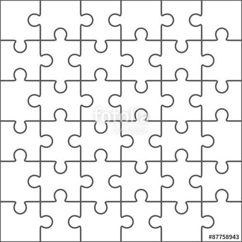 Vector: Jigsaw puzzle blank template, 36 pieces Puzzle Layout, Blank Puzzle Pieces, Puzzle Piece Template, Jigsaw Piece, Free Jigsaw Puzzles, Picture Clues, Free Puzzles, Puzzle Crafts, Printable Puzzles