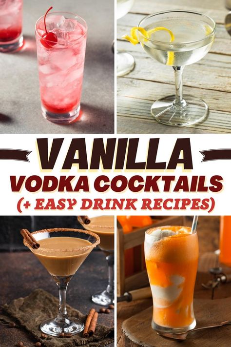 Vanilla Vodka Cocktails (+ Easy Drink Recipes) Vanilla Vodka Cocktails, Whipped Vodka Drinks, Vanilla Vodka Recipes, Vanilla Vodka Drinks, Vanilla Cocktail, Vodka Drinks Easy, Vodka Mixed Drinks, Vanilla Drinks, Cocktails Easy