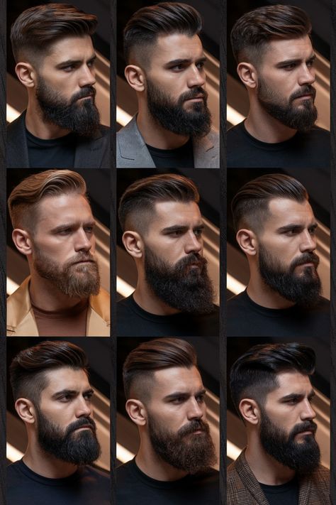 Groom Hairstyle Men Wedding With Beard, Haircut For Bearded Men, Trendy Beard Styles For Men, Beard Shapes For Men, Men Beard Style Ideas, Full Beard Styles For Men, Square Beard, Cool Beard Styles, Full Beard Styles