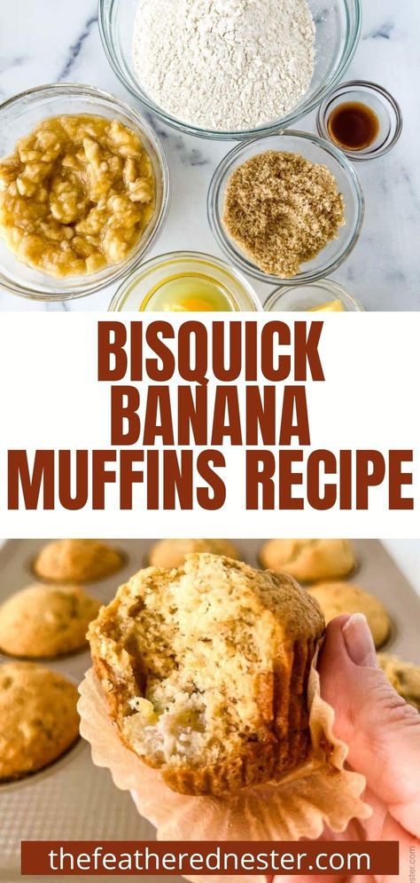 Muffins With Bisquick, Quick Banana Muffins, Bisquick Banana Muffins, Bisquick Muffins, Bisquick Banana Bread, Impossible Pies, Banana Bread Muffin Recipe, Banana Muffins Easy, Banana Muffin