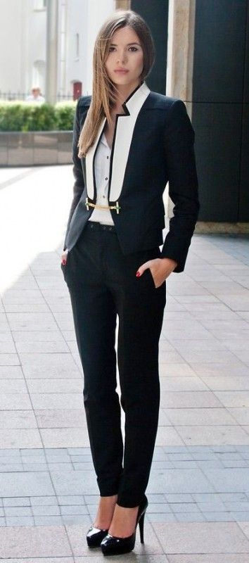 Edgy Pantsuits Inspiration Album - Album on Imgur Suit And Heels, Woman In A Suit, Womens Business Fashion, Bridget Bardot, Woman In Black, Look Blazer, Tas Fashion, Classy Outfit, Mode Chic