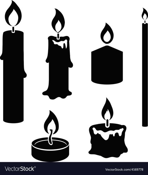 Black Candle Tattoo, Candle Silhouette, Candle Vector, Black And White Silhouette, Candle Light Vigil, Burning Candles, Single Image, Burning Candle, Aromatherapy