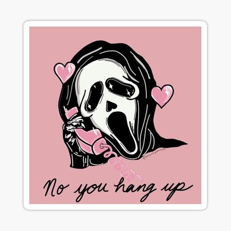 Ghostface No You Hang Up Wallpaper, No You Hang Up First Scream Wallpaper, Ghostface Painting, Ghost Face Pfp, Pink Ghostface, Face Pfp, Horror Scream, October Wallpaper, Halloween Wallpaper Backgrounds