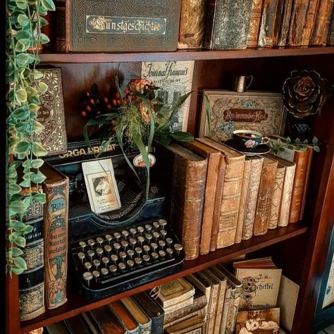 Dark Academia Room, Academia Room, Dark Academia Decor, Dark Academia Aesthetic, Foto Vintage, Academia Aesthetic, Home Library, Book Shelf, Aesthetic Bedroom